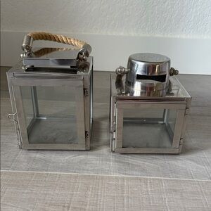 Silver Lantern Set with Rope Handle